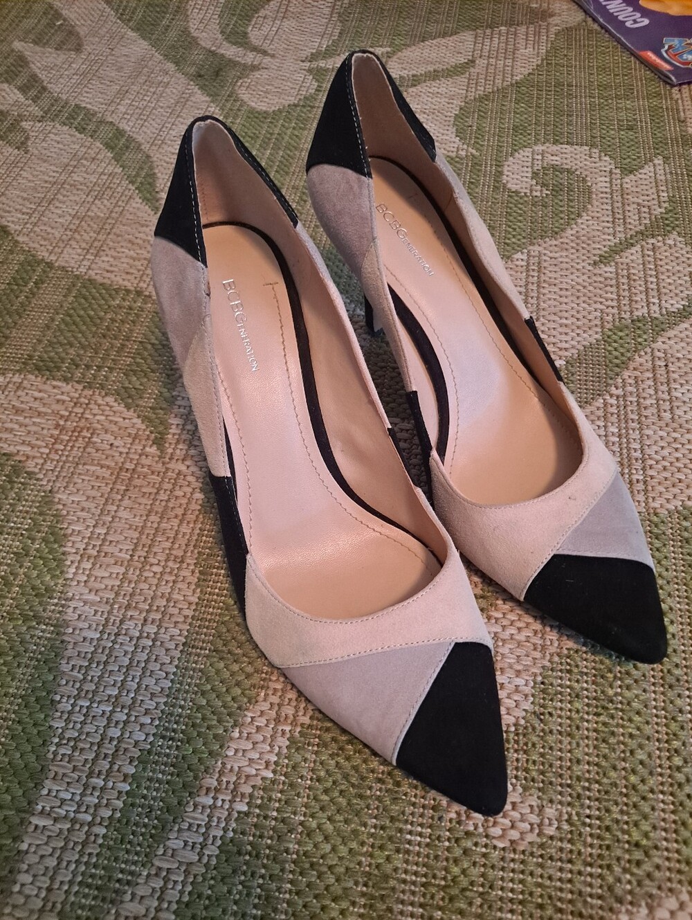 BCBGeneration Beige and Black Two-Tone Pointed Pumps
